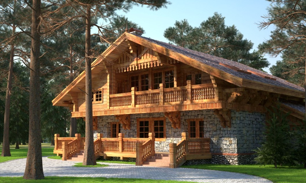 деревянный дом в стиле шале2