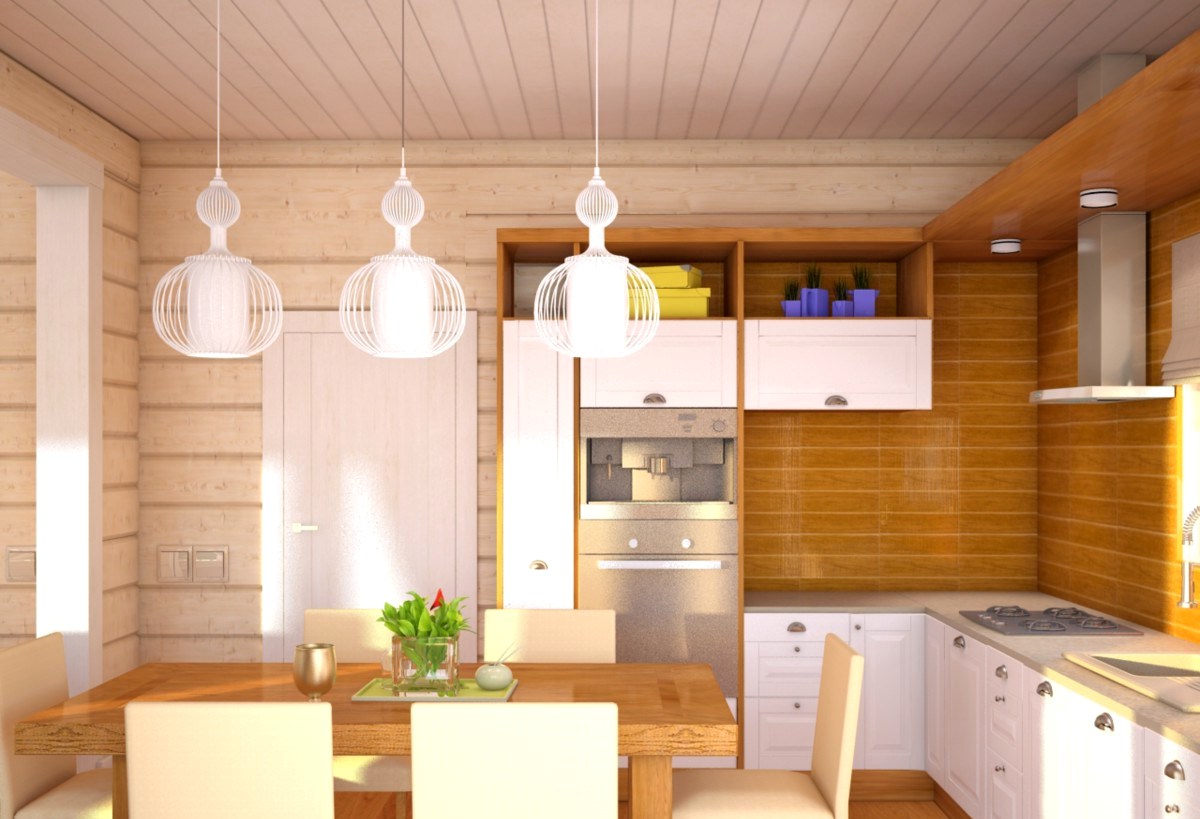 светлая кухня из дерева
